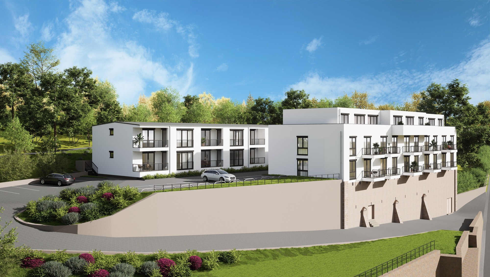 Visualisierung der Balkone von Haus 2